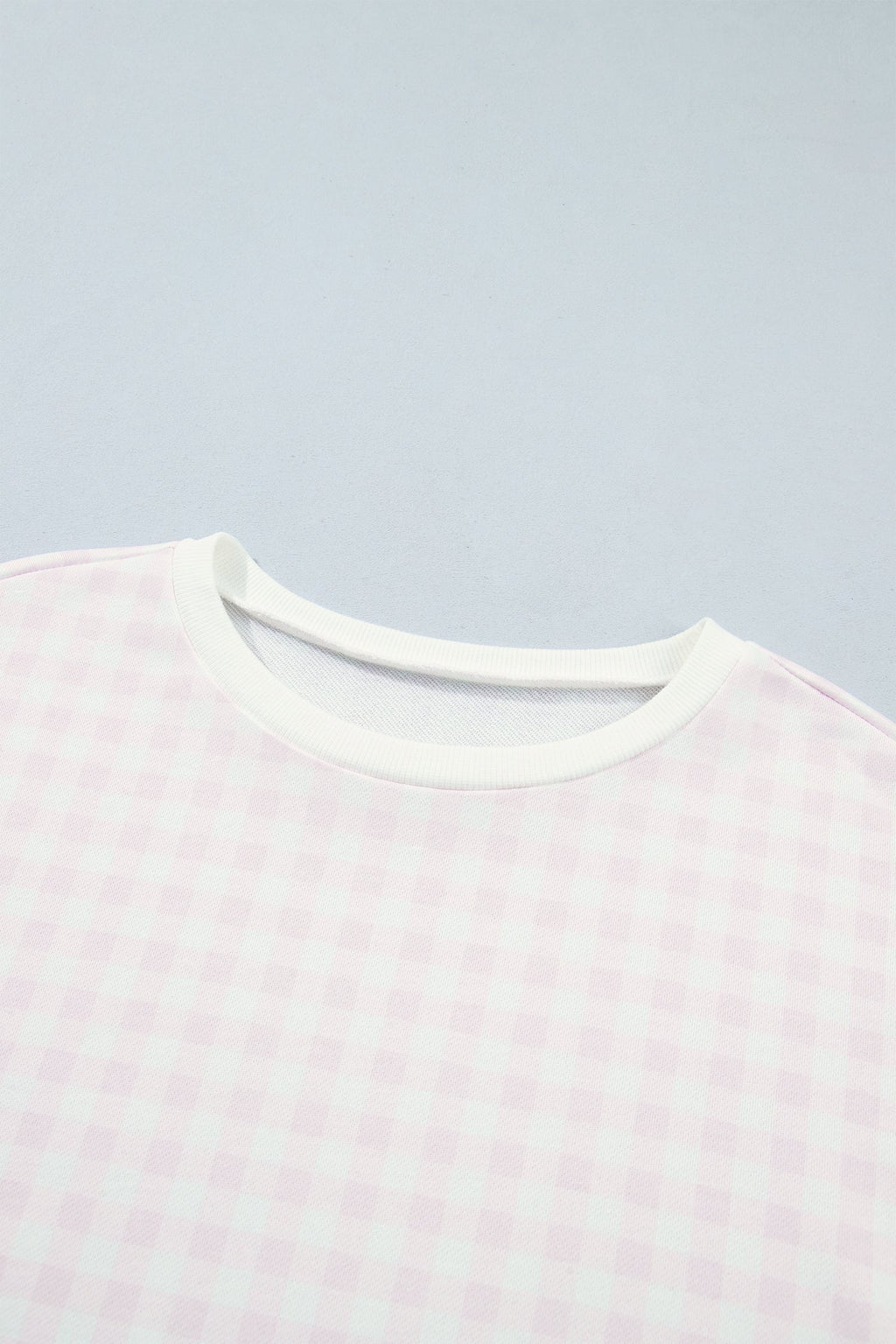 Gingham Contrast Trim Drop Shoulder Sweatshirt