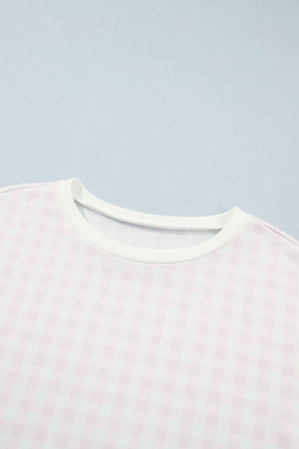 Gingham Contrast Trim Drop Shoulder Sweatshirt