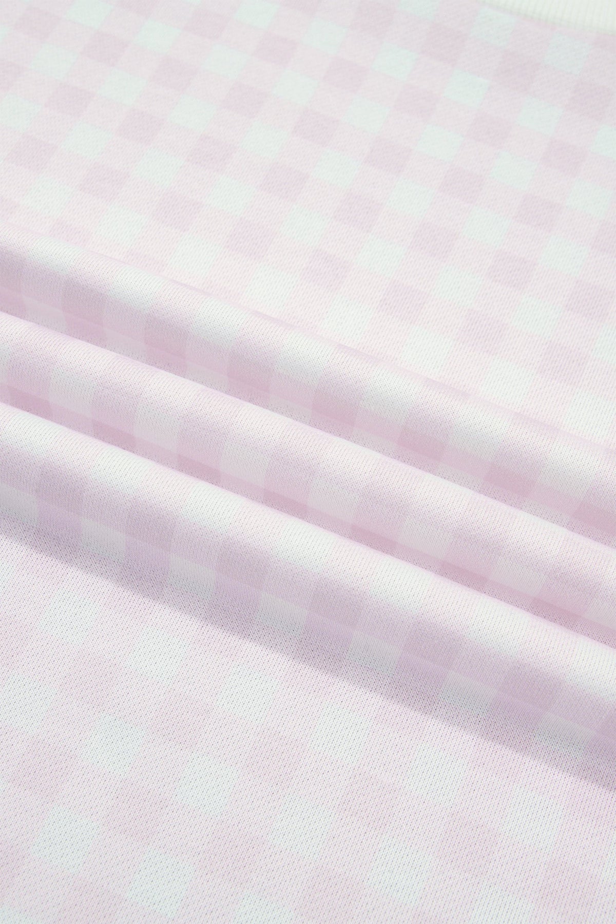 Gingham Contrast Trim Drop Shoulder Sweatshirt