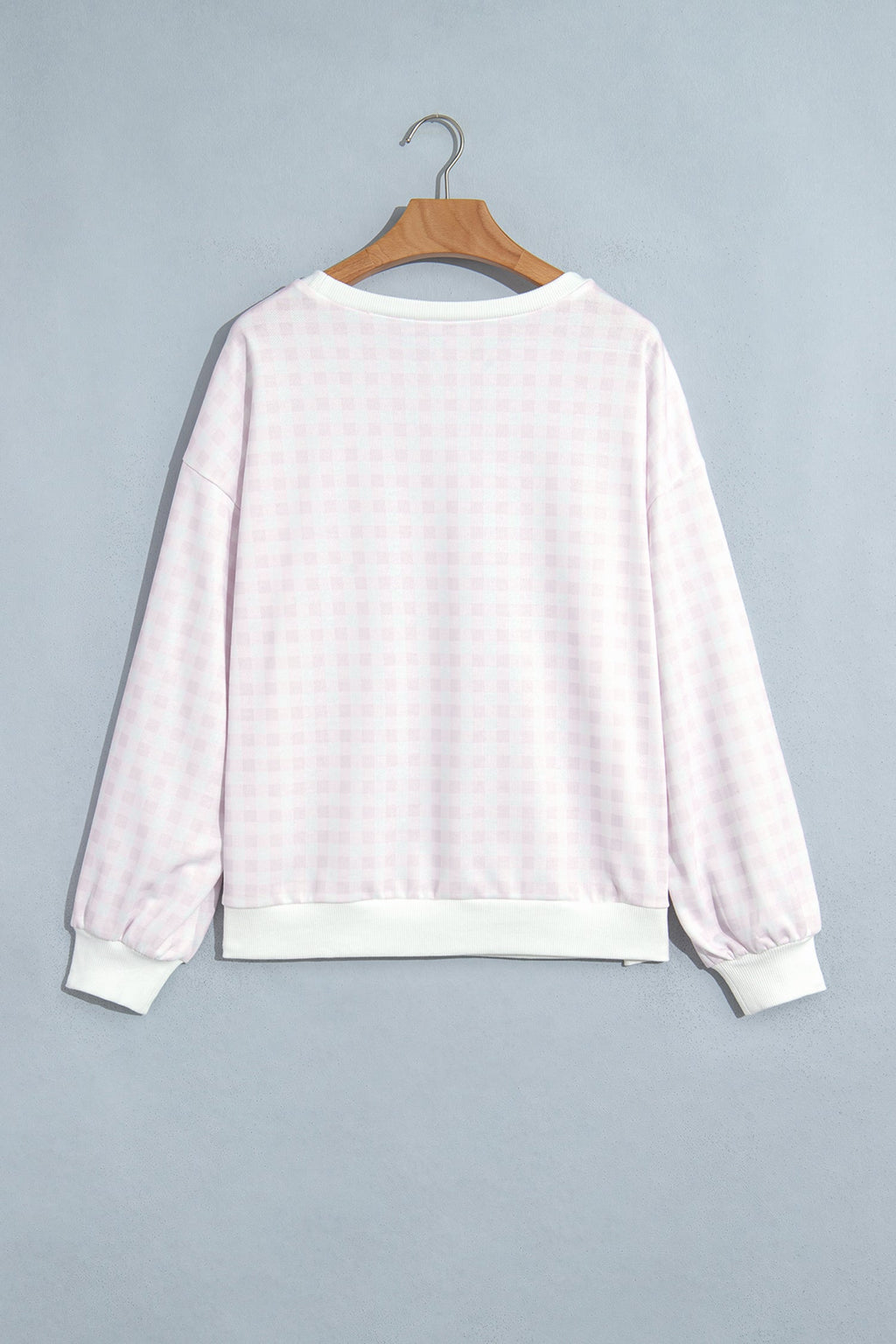 Gingham Contrast Trim Drop Shoulder Sweatshirt